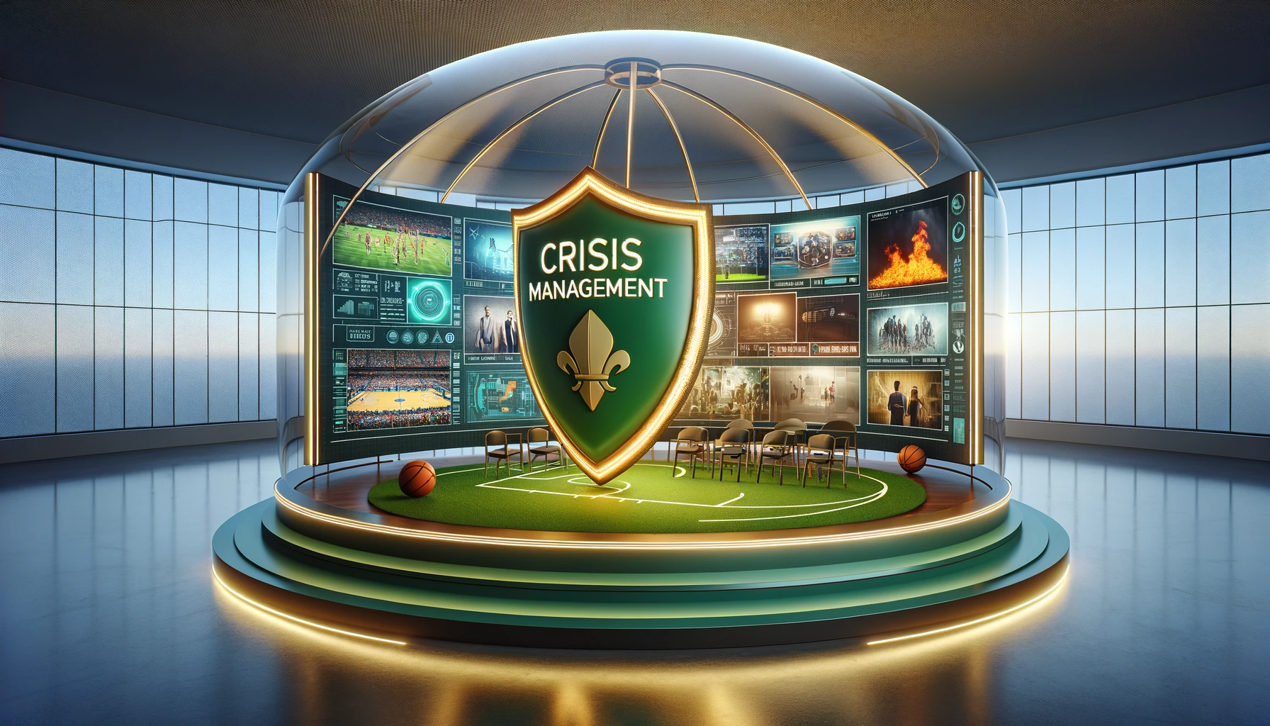 Effective Crisis Management for Celebrities 2023-12-28 13.08.34 - A conceptual image illustrating crisis management insurance in sports and entertainment.